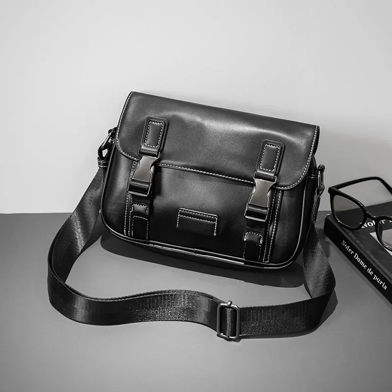 

2025 New Men's Messenger Bag Fashion Patchwork PU Leather Crossbody Bags Men Shoulder Bag Square Satchels Sling Bag Handbags