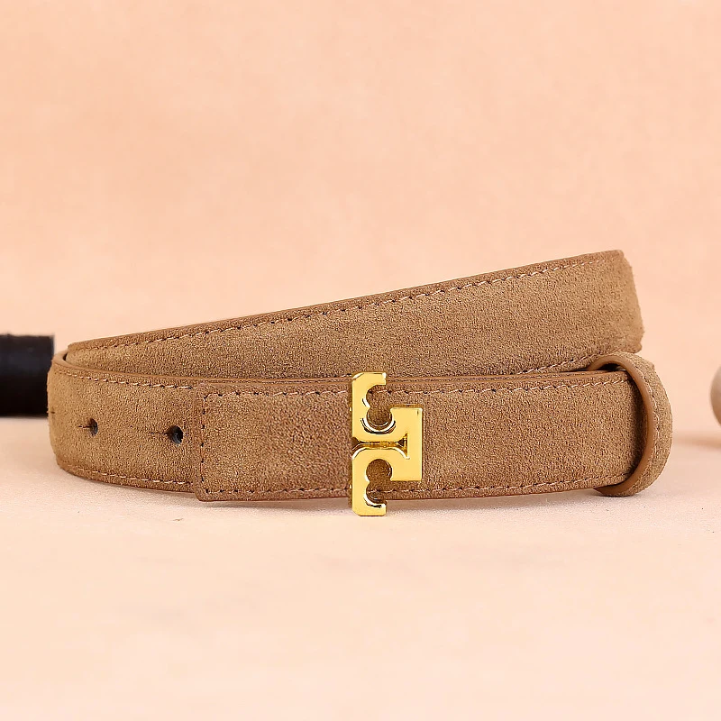 

Женский ремень из натуральной кожи в американском стиле, модный замшевый пояс с золотой пряжкой, универсальный ремень для делового и повседневного стиля, подходит для джинсов