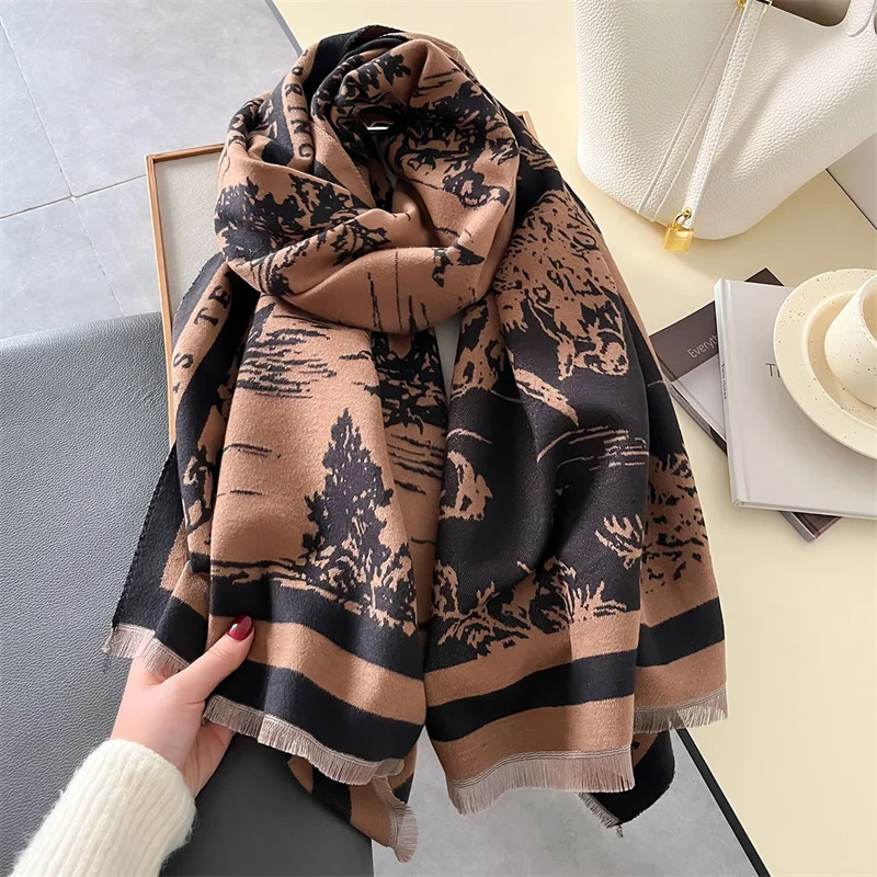 Luxury Winter Scarf Women Cashmere Warm Pashmina Brand Foulard Female Shawls Wraps Thick Soft Bufanda Poncho Scarves Stole 2024