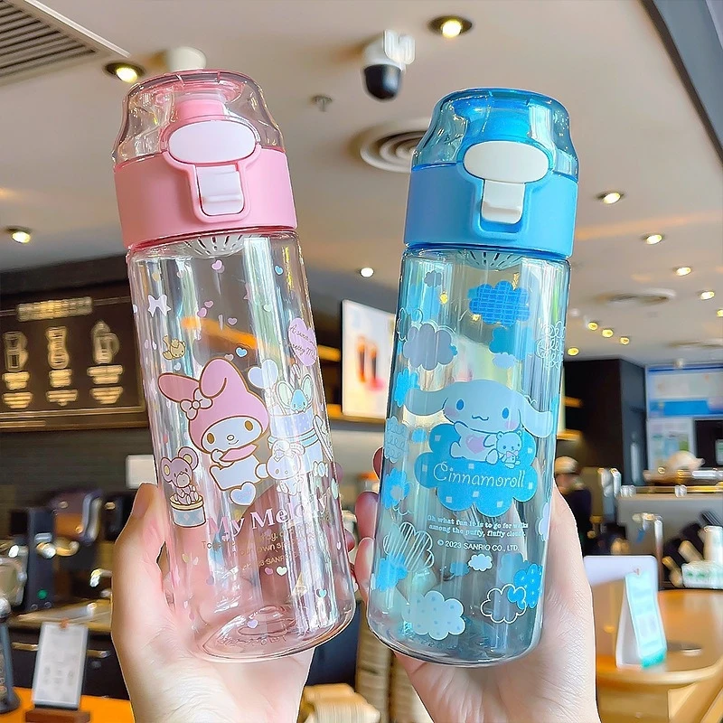 Hello Kitty Kuromi High-Quality Plastic Cup  Convenient Carry-Handle Direct-Drink Cup  Student & Casual Water Cup   Water Bottle - view 5