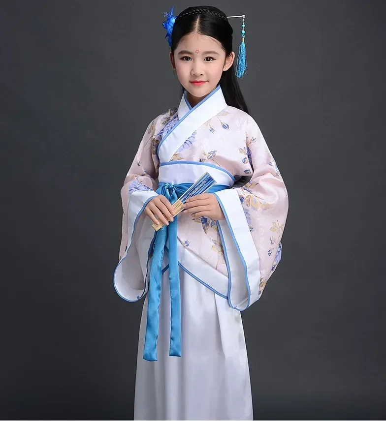 Traditionelle chinesische Kostüme für Mädchen, Kinderkimono, traditionelle ethnische Fächer, Schülerchor-Tanzkostüme, Hanfu, Neu 2025 – Detail 7