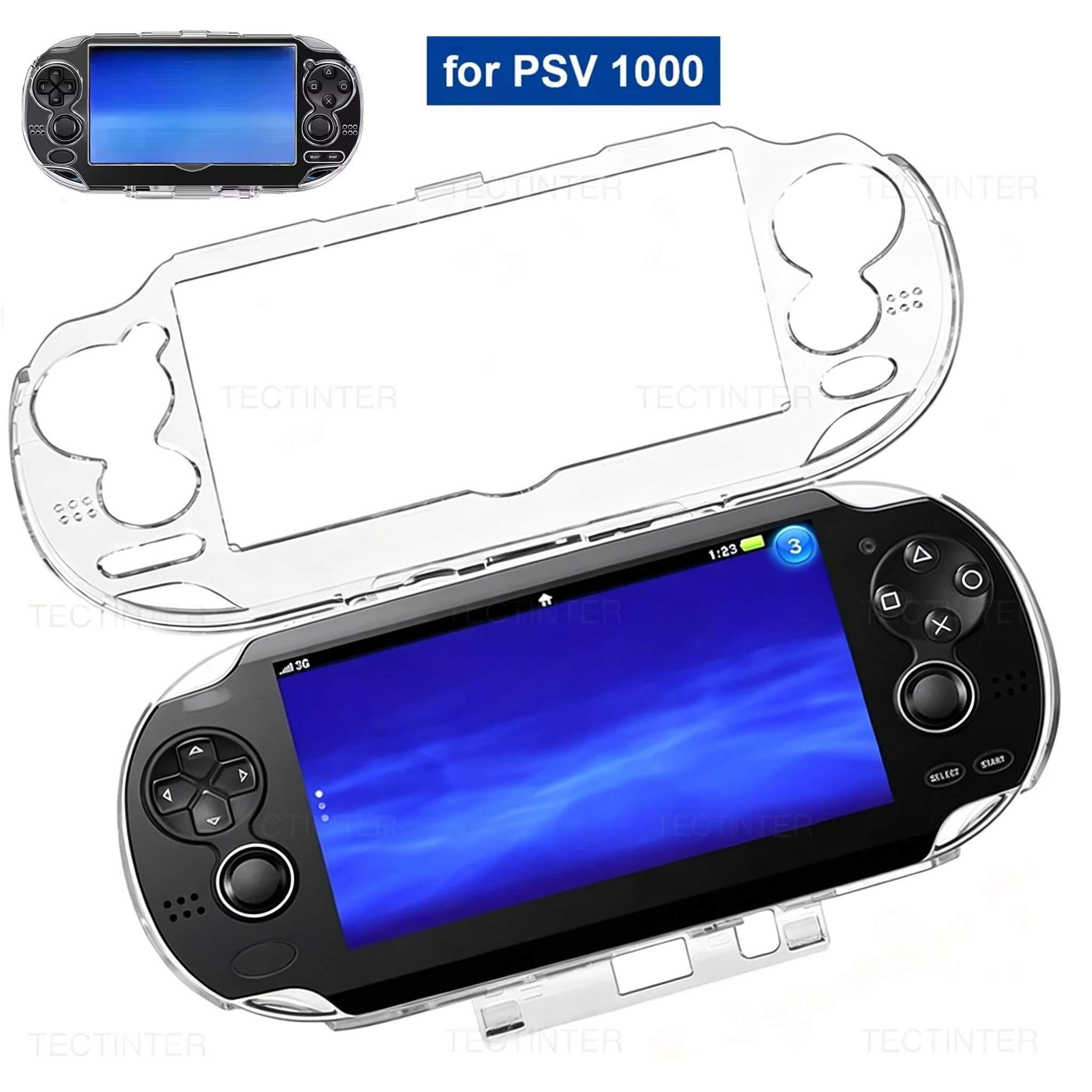 Capa Protetora Transparente de Cristal para PS Vita 1000, Capa Completa de PC para Acessórios Sony PSV 1000