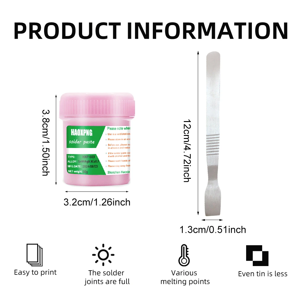 معجون لحام معلب 30 جرام/50 جرام، معجون لحام عالي الحرارة خالي من الرصاص، معجون لحام بشريحة SMT غير نظيفة معجون لحام BGA/QFN Mountti #5