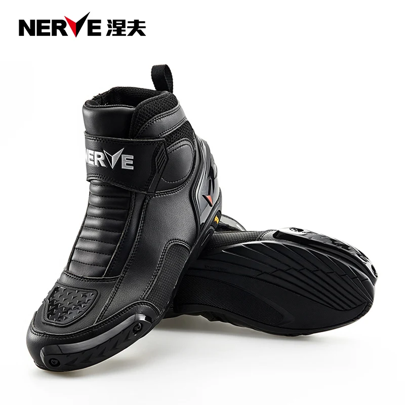 NERVE Motorcycle Leather Boots Man Wear-resisting Ventilation Non-slip Keep Warm Off Road Short Boots Riding Protection Gear