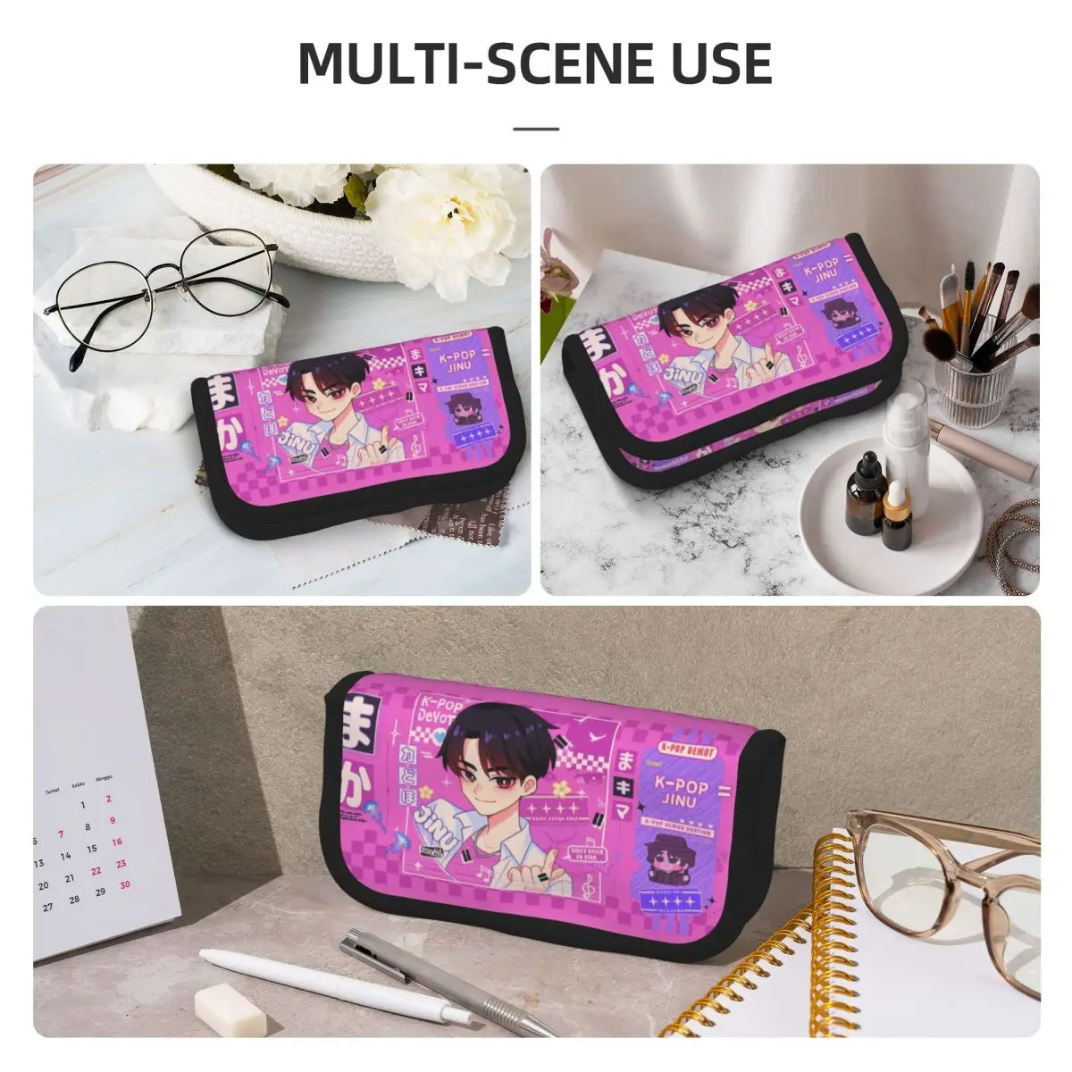 K-POP Demon Hunters Pencil Cases Pen Bag Student Large Storage Students School Zipper Pencilcases