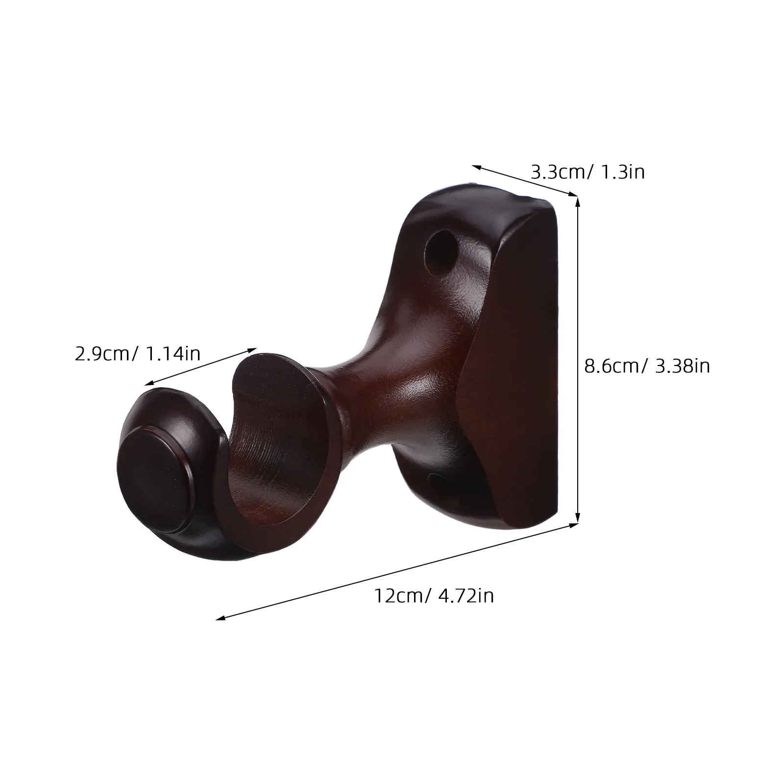 2Pcs Wood Curtain Rod Brackets Decorative Solid Wood Drapery Rod Supports for Window Living Room Bedroom Kitchen Bathroom