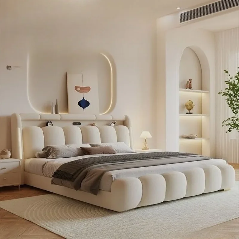 

Sleeping 180x200cm Storage Bed Full Size 150x200cm Nordic King Bed Luxury Minimalist Upholstered Double Home Bedroom Furniture