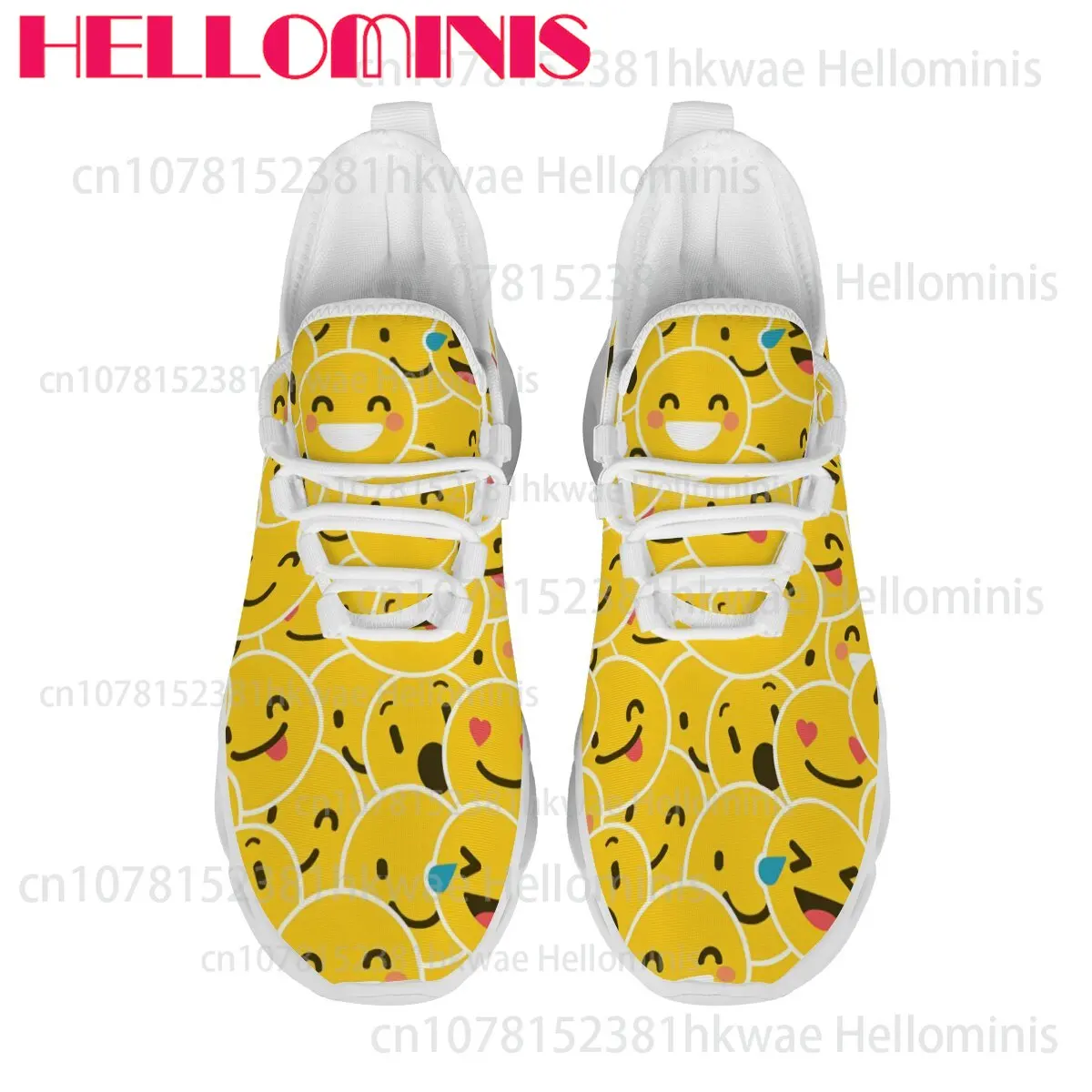 Mixed Fun Multi‑Expression Graphic Print Unisex Adult Casual Shoes Lightweight Wear-resistant Mesh Daily Walking Sneakers