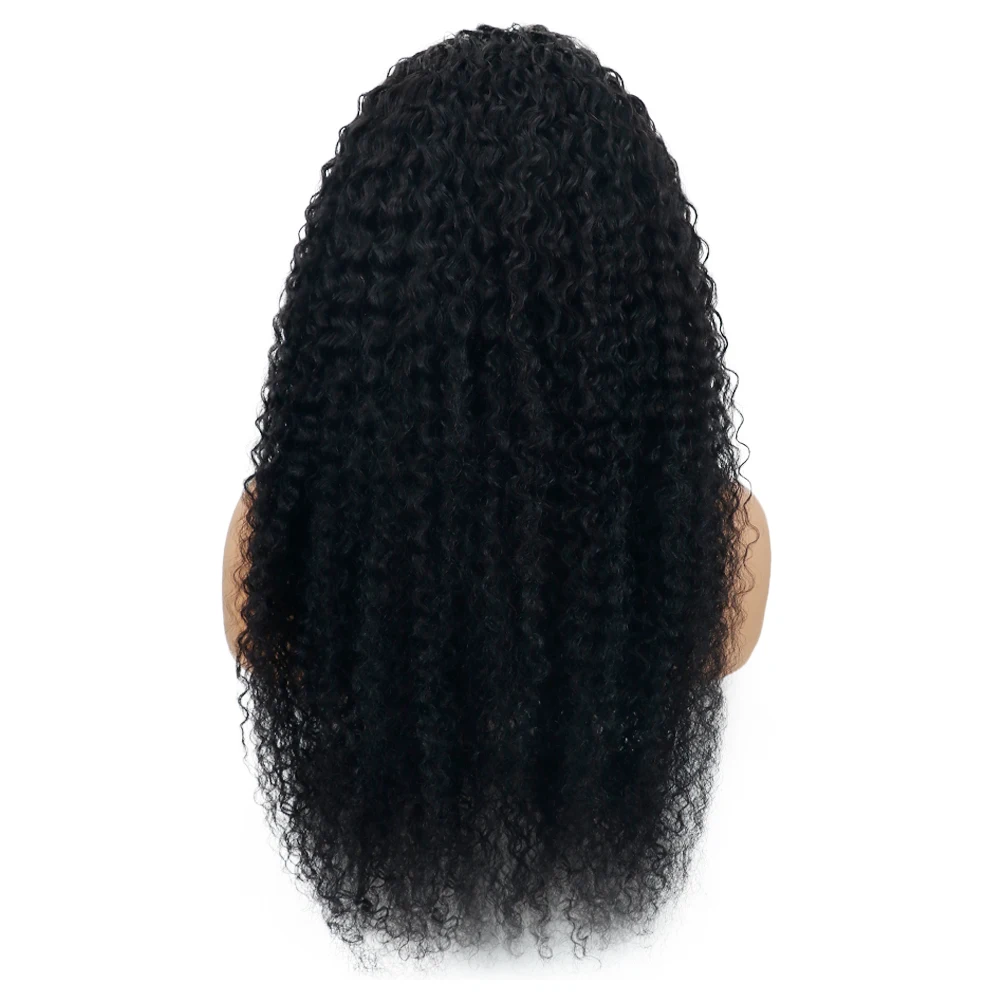 Half Wig Glueless Kinky Curly Human Hair Wig Headband Wig Upgrade 3 IN 1 Half Wig With Drawstring Seamless Clips Wig For Women