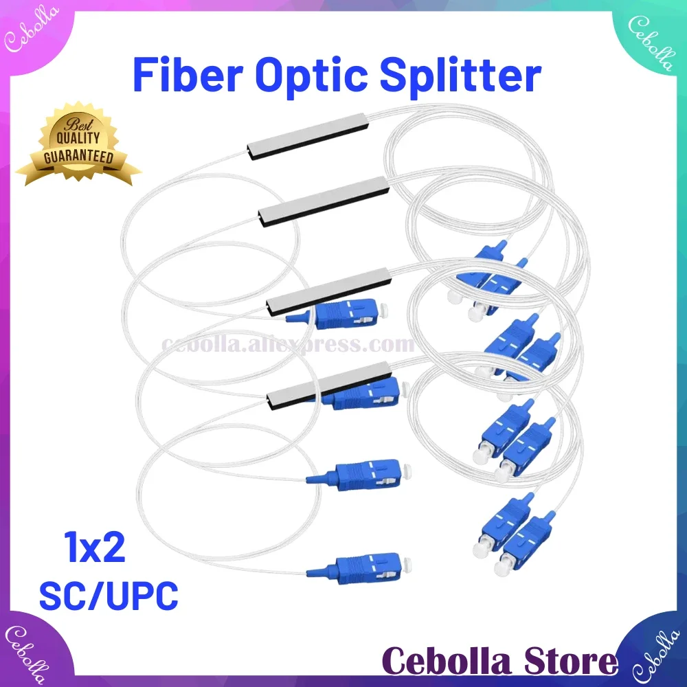 

10pcs/lot 1x2 Fiber Optic Splitter SC/UPC Mini Blockless 0.9mm Steel Tube 2 Way PLC Splitter 1*2 SC-UPC Connector Free Shipping