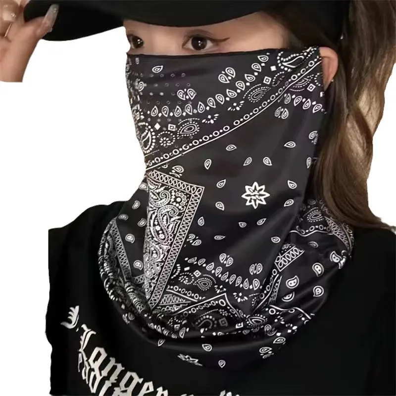 2025 耳掛け日焼け止めマスク 男性用 フルフェイス カシュー日焼け止め 穴あき首保護付き モト用ライディングフェイスタオル