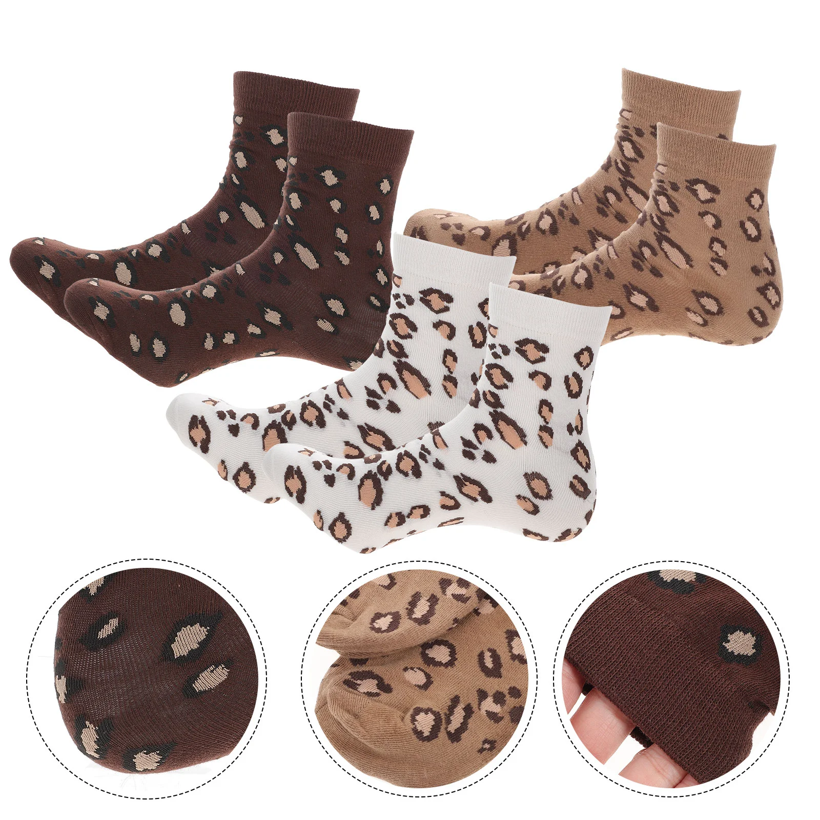 

3 Pairs Birthday Socks Winter Vintage for Girls Leopard Mid-tube Warm Stockings