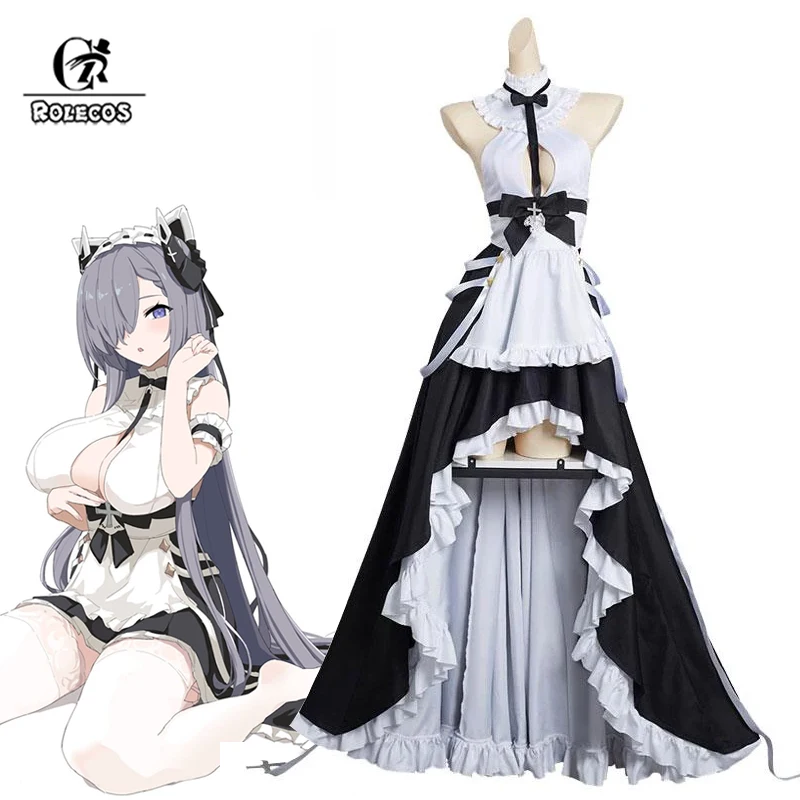

ROLECOS Azur Lane KMS August von Parseval Prinz Adalbert Maid Cosplay Costume Prinz Adalbert Dress Halloween Outfit Fullset