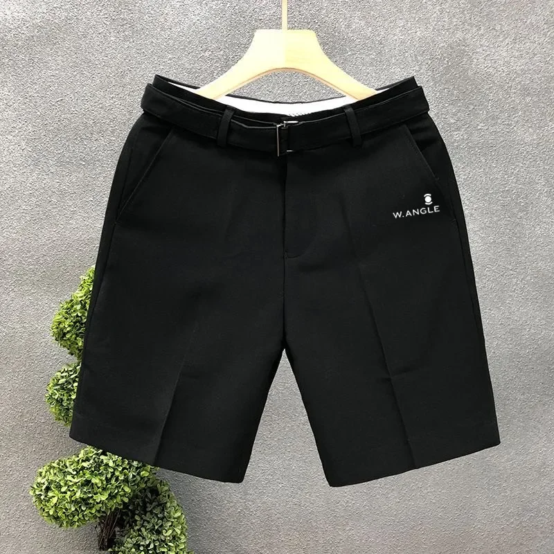 

Korean Casual Suit Shorts Men's Golf Wear 2024 Summer New Golf Shorts Fashion Straight Cylinder Mid Pants Men's Golf Belt