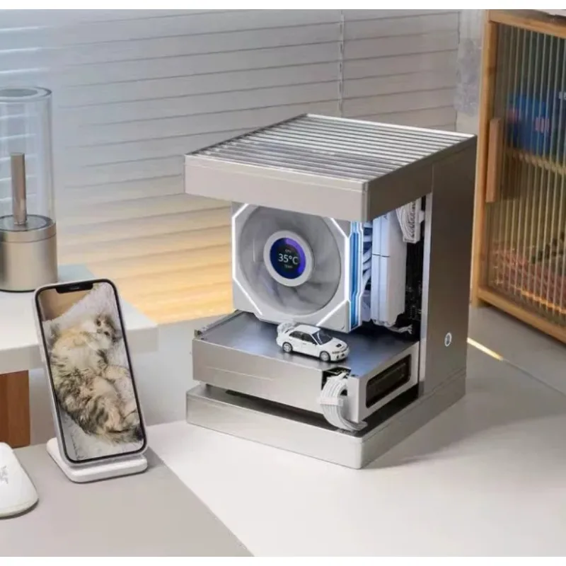S1 Mini Aluminum Alloy ITX PC Case, Sea‑View Tempered Glass Side Panel for Gaming Computer & Graphics Card