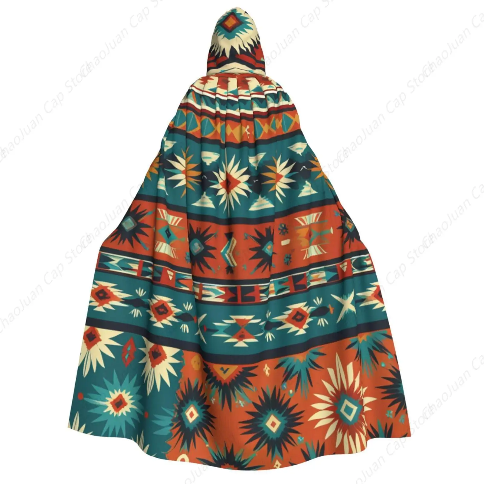 Native American Patterns Adult Halloween Costume Cape Hooded Cloak, Vampire Cloak Halloween Costumes Unisex