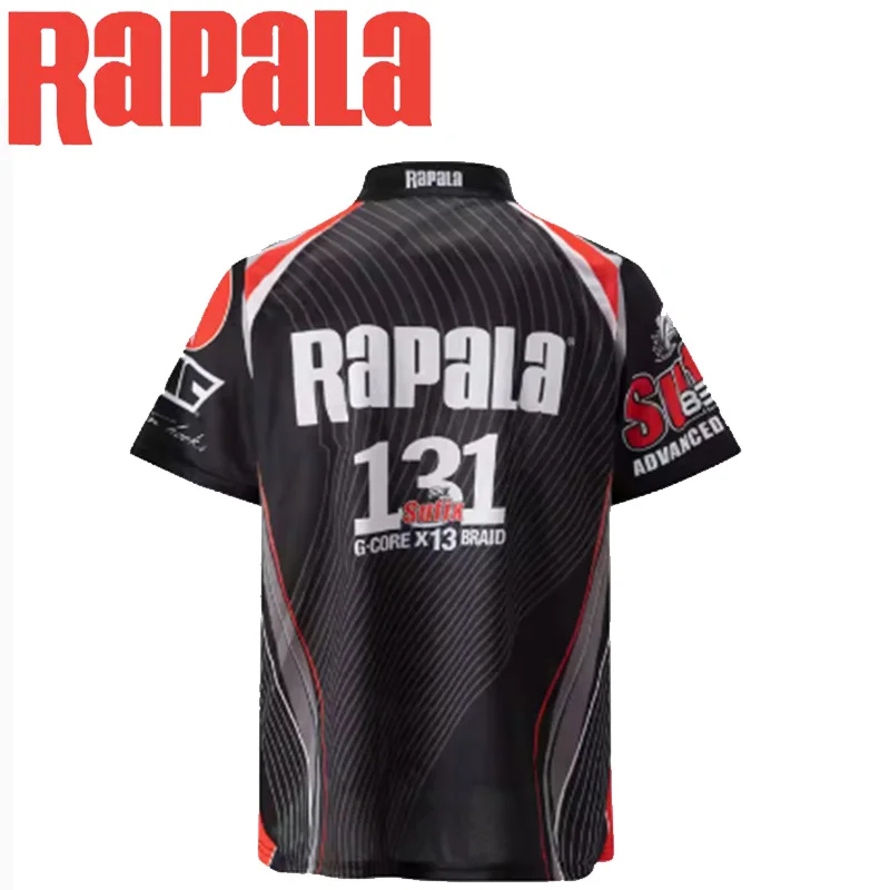 Imagem -06 - Rapala-fato de Pesca Vermelho e Preto Manga Curta Camiseta Racing Protetor de Mangas Novo