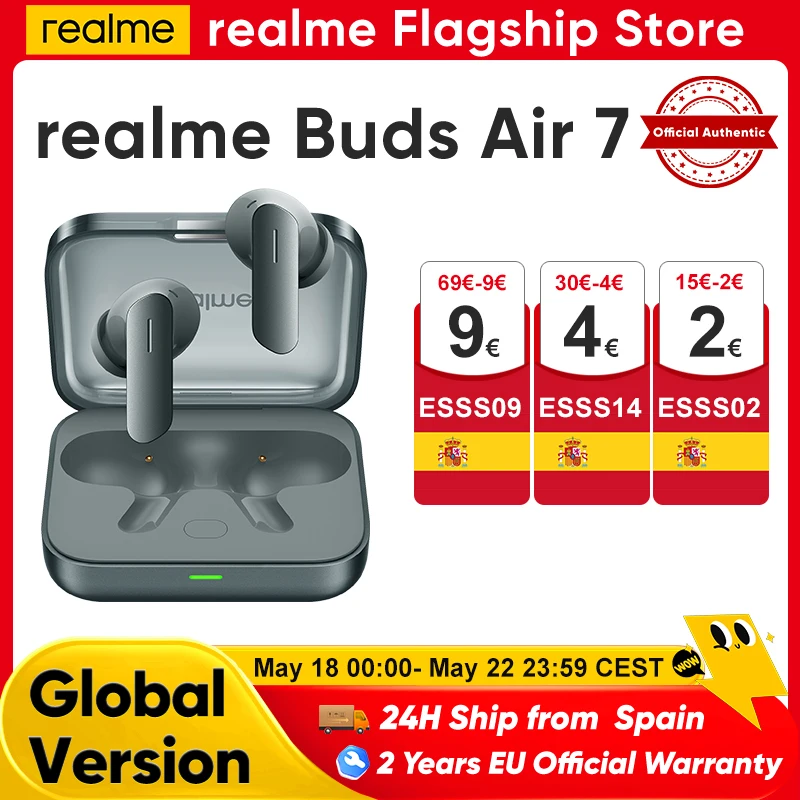 Audífonos Inalámbricos realme Buds Air 7 con Bluetooth para Smartphone realme GT7 Pro realme 14 Pro Plus, 52 Horas de… — oferta en AliExpress