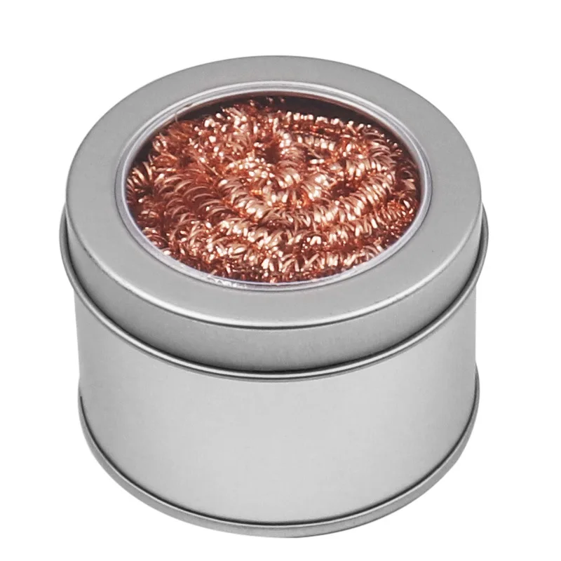 Bola de limpeza desoldering ferro de solda malha absorção de resíduos de ferro nib limpador de metal caixa de escória limpa bola bico ponta