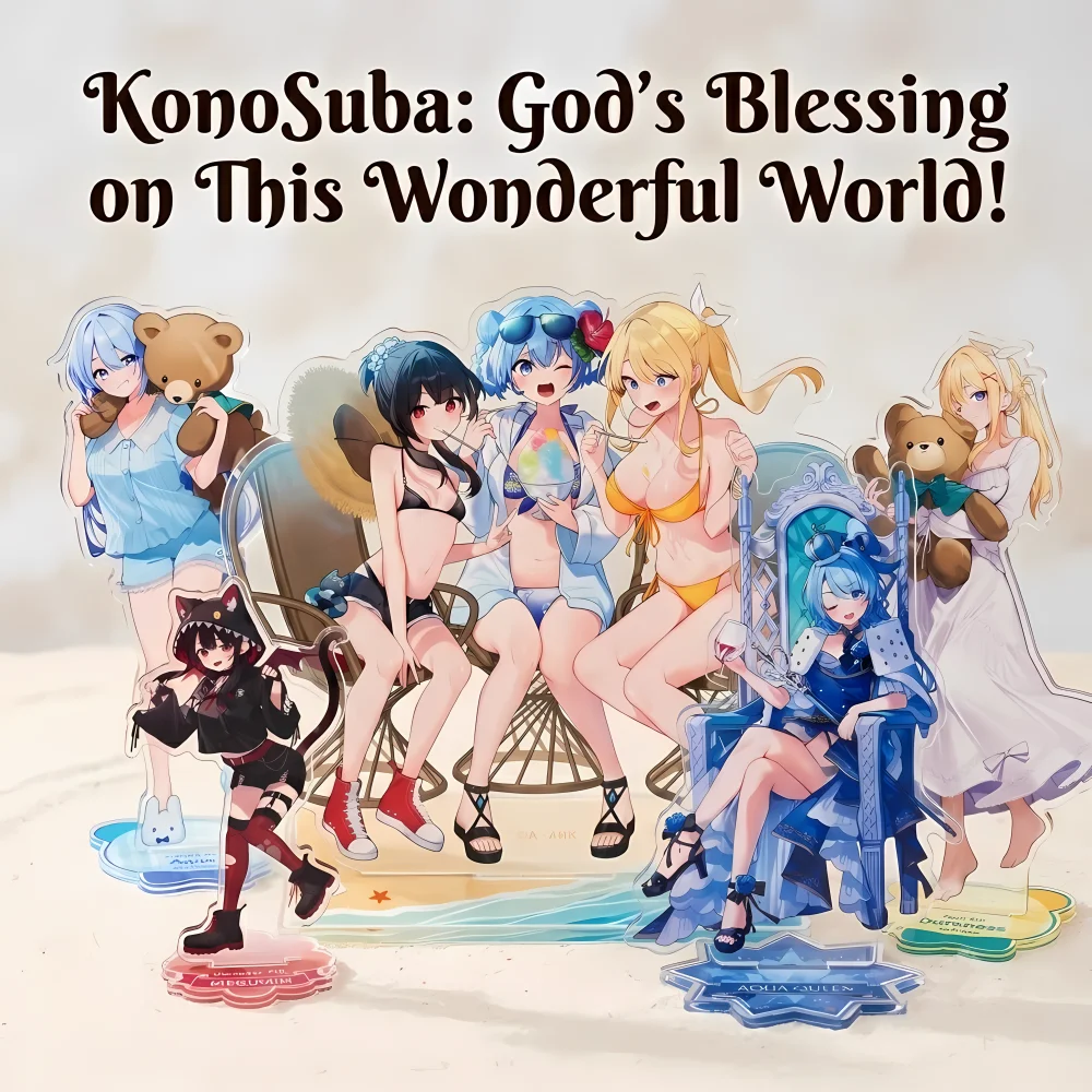 Anime KonoSuba 15cm Acrylic Stand Set,Surprise Gift,Aqua Megumin,otaku character collectible,Xmas present keychain