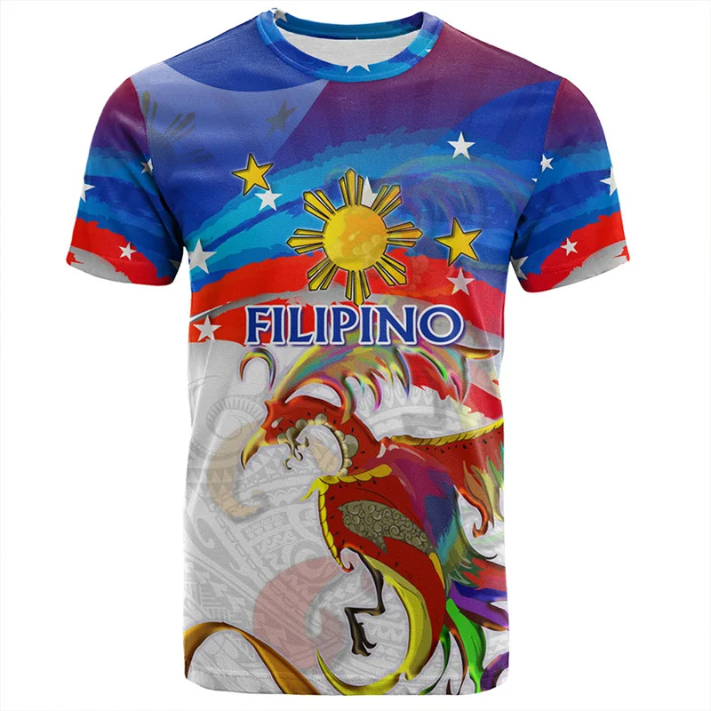 Vintage 3D Print Philippines Filipinos Emblem T Shirt Philippines Maori Tribal Styles Graphic T-shirts Kid Fashion Short Sleeves