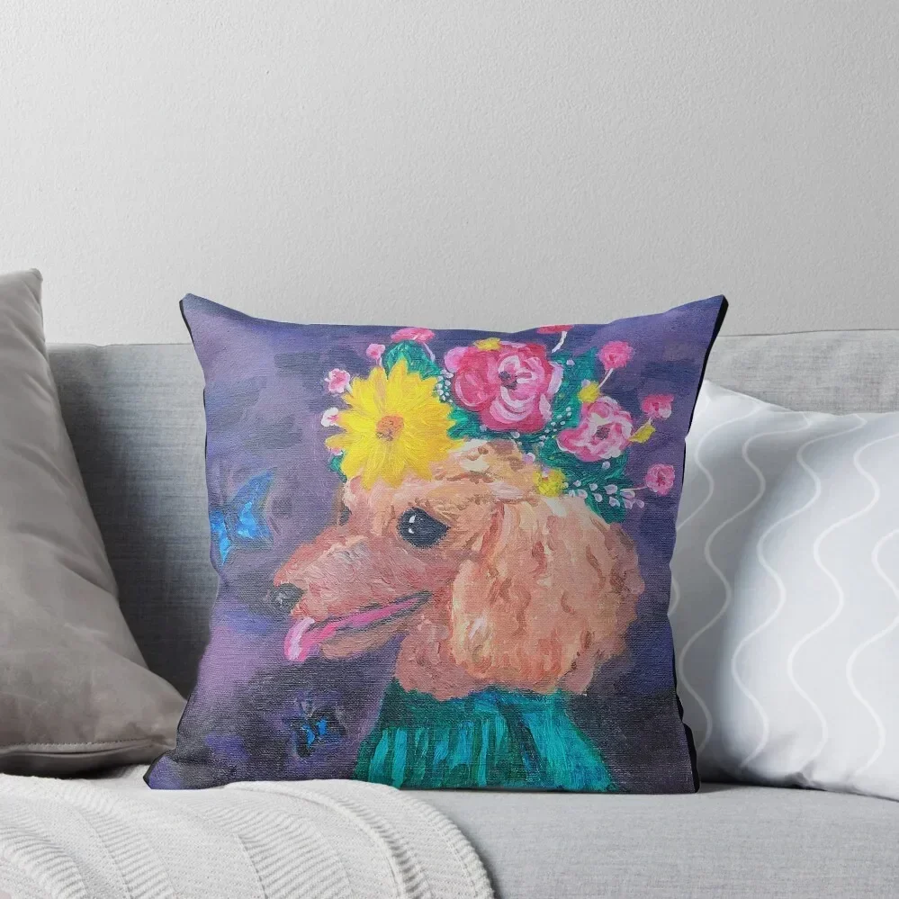 

Poodle With Flower Crown Throw Pillow Decorative pillowcase christmas decorations 2025 Christmas Pillows Plaid Sofa pillow