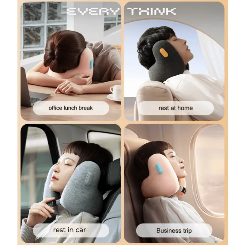 Cuscino da viaggio per aereo con paraorecchie con cancellazione del rumore, cuscino per il collo da viaggio in memory foam, 360 ° Supporto per il collo per aerei, automobili, uffici