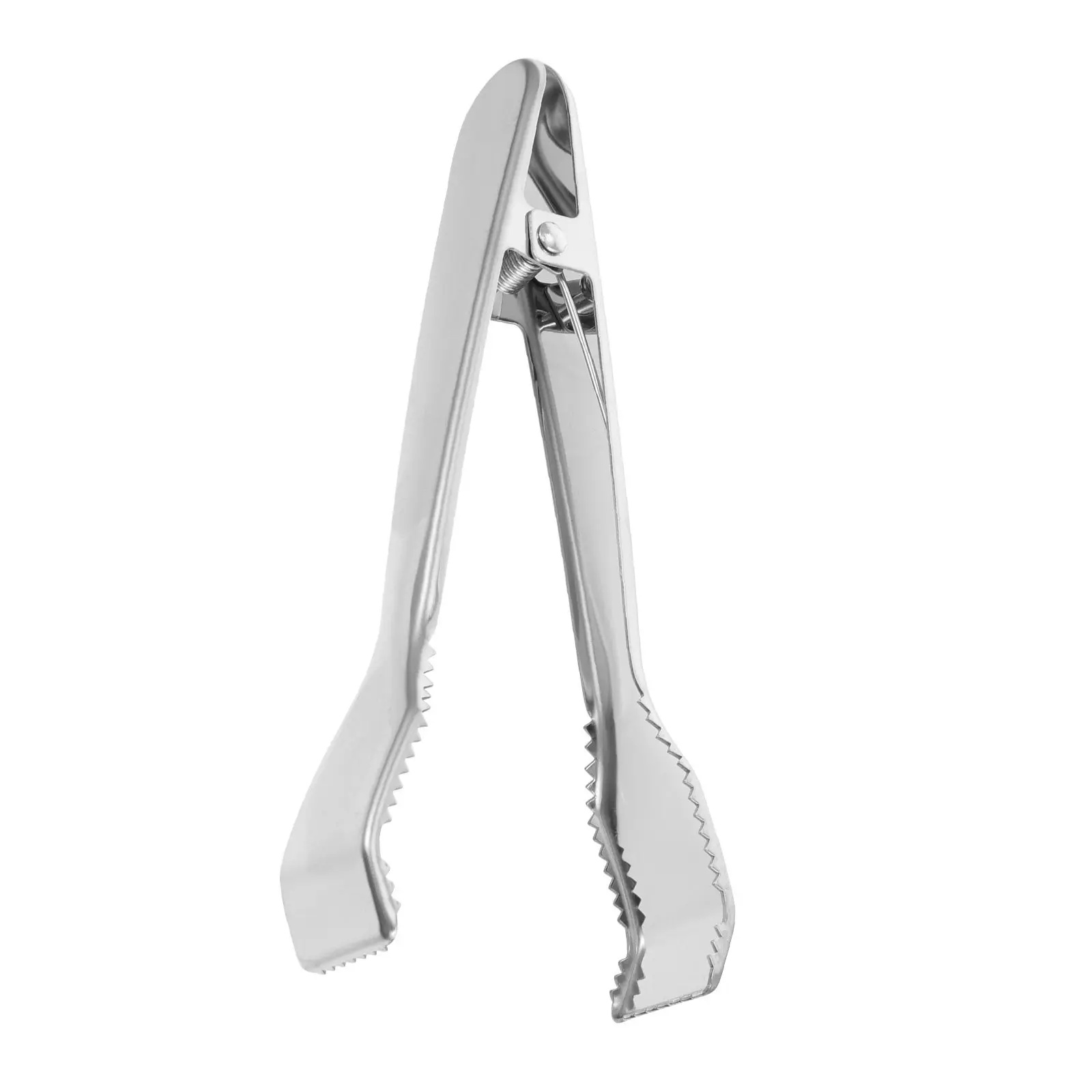 1Pcs Premium Stainless Steel Ice Clip Food Tong Thickened Steel Sawtooth Design Easy Clean Multi Scene Use Ice Clamp Silver