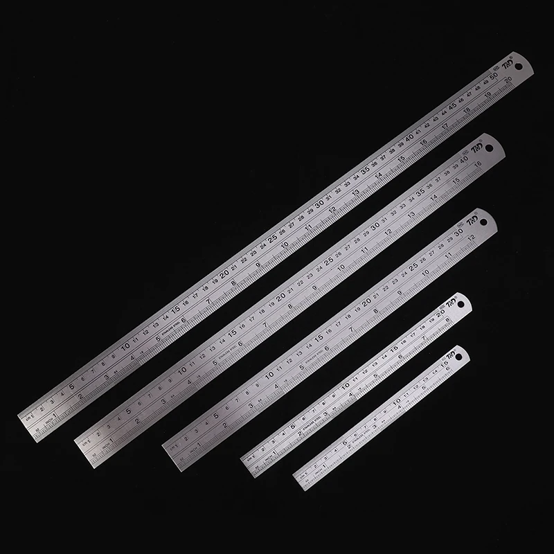 1PC 15/20/30/40/50CM Metal Rulers With High Precision Graduation Line Double-Sided Scale Stainless Steel Ruler