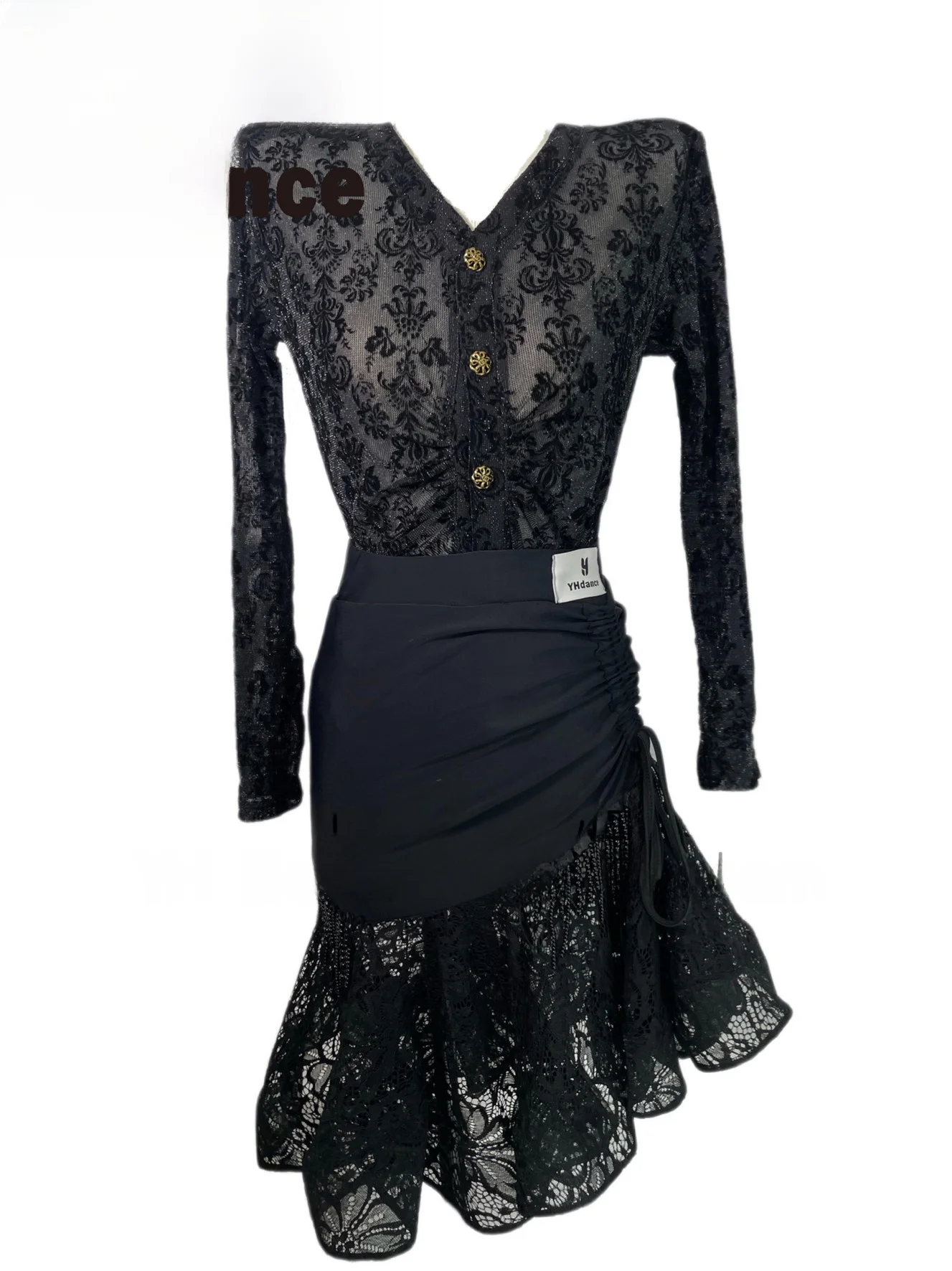 

YHDANCE новый латинский современный длинный све женский открытый кардиган с v-образным вырезом в стиле ретро и кружевным принтом для танцевальной практики-стойки