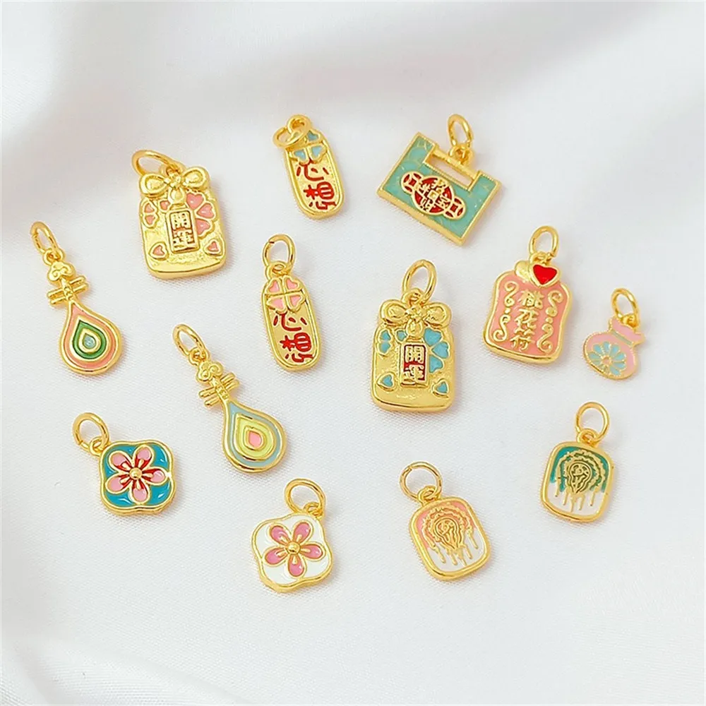 18K Cloisonne Blued Blue Brings Good Luck and All Your Wishes Come True. Diy Pendant Bracelet Accessory