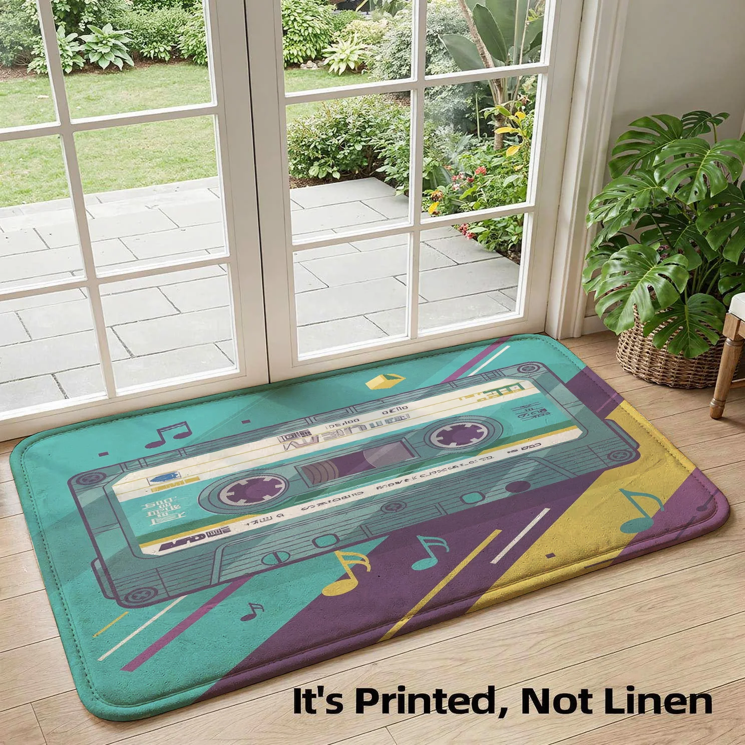 Retro Music Notes Cassette Tape Runner Mat Doormat Area Rug for Living Room Bathroom Home Decor Gift Idea