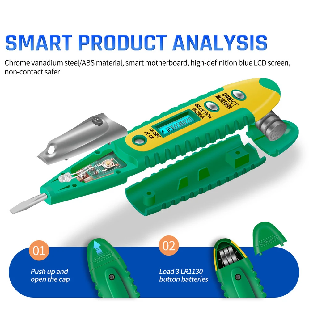 デジタルテスト鉛筆テスター電気 LCD ディスプレイドライバー電圧検出器テストペン AC/DC 12-250V 電気技師ツール
