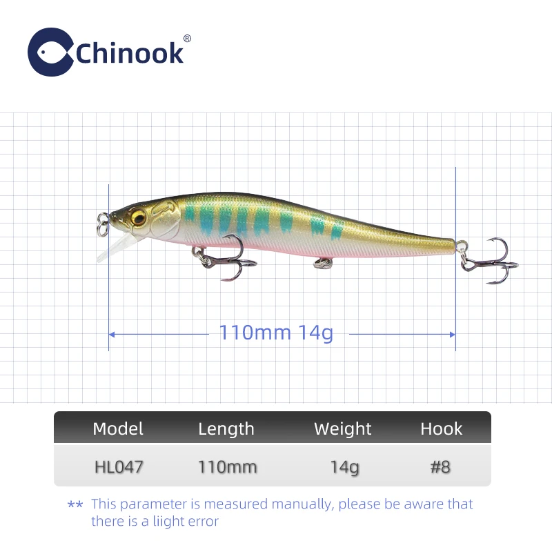 Chinook Jerkbait Minnow 110mm – Señuelo Suspendido 1m
