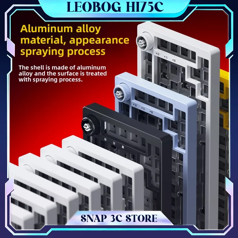 LEOBOG Hi75 Aluminum Mechanical Keyboard Kit 75% Gasket Mount Wired Custom Barebone Hot Swap RGB Gaming Keyboard with Knob Hi75C