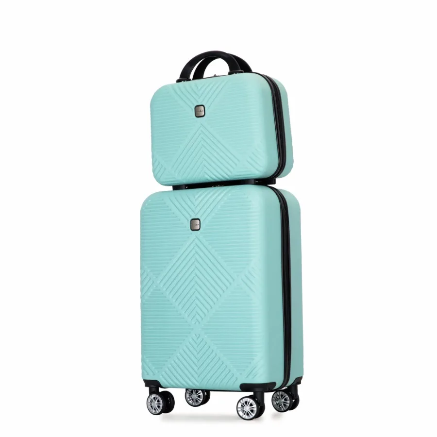 2Piece Luggage Sets ABS Lightweight Suitcase Spinner Wheels 20 14 LIGHT BLUE