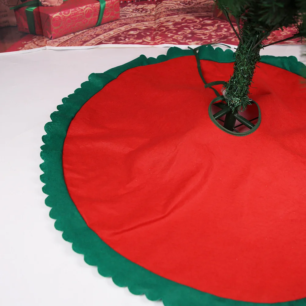 

1pc Christmas Tree Skirt Red Traditional Xmas Tree Bottom Cover For Holiday Party Home Decor Festival Accessories Mat