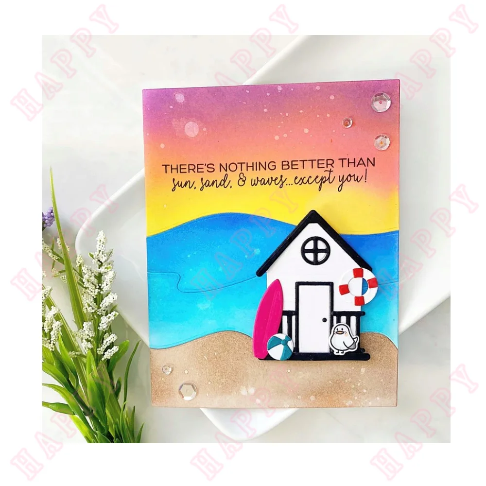 2022 New Metal Beach Bungalow And Accessories Surf Sandcastle Builder Cutting Dies Scrapbook Diary Decoration Embossing Template