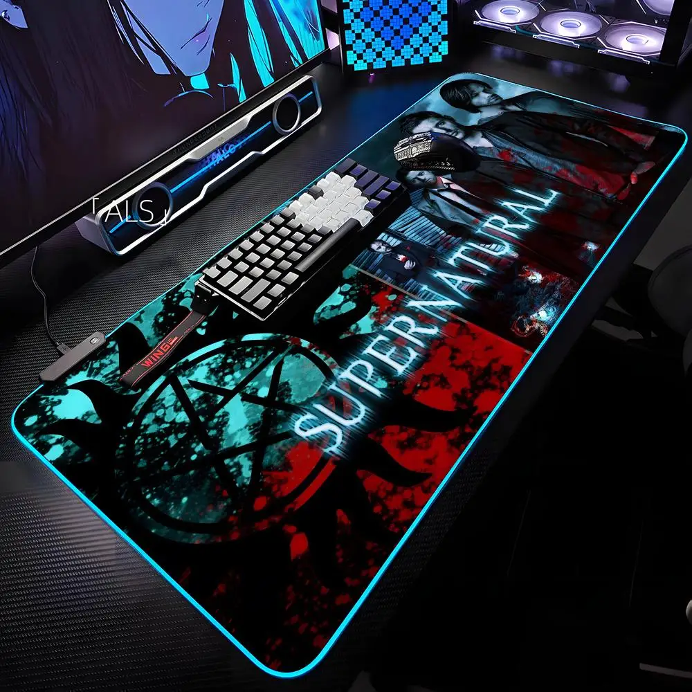 

Коврик для мыши TV S-Supernatural с RGB-подсветкой, коврик для мыши для ноутбука, коврик для мыши для ноутбука, геймерский коврик для компьютерного стола, игровые аксессуары
