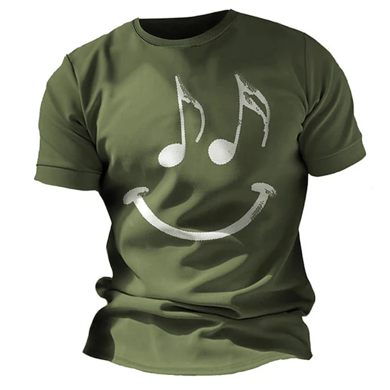 Music Festival Men's Graphic Funny Smile Face T Shirt Short Sleeve T Shirt 3D Print Crew Neck Shirt Sports Summer Men Clothing