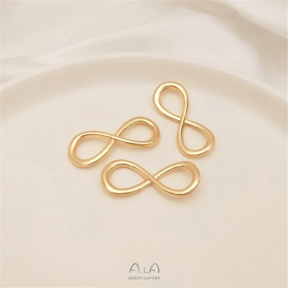 14K Gold Plated Eternal infinite love 8 button link ring leather rope link accessories DIY accessories