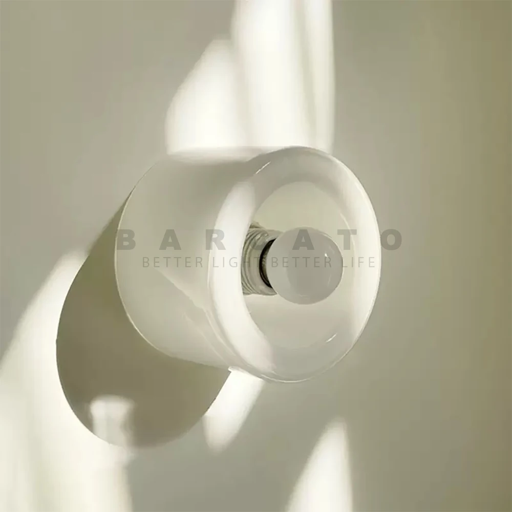 

Стеклянные настенные светильники French Bauhaus White Round LED E27 Современные настенные светильники для прикроватной тумбочки, спальни, гостиной, ванной комнаты, зеркала для дома, декабрь