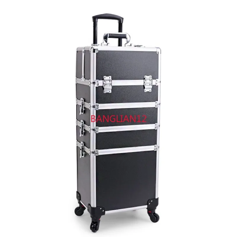 Professional trolley makeup case, nail and makeup artist, large capacity storage box, aluminum alloy is convenient