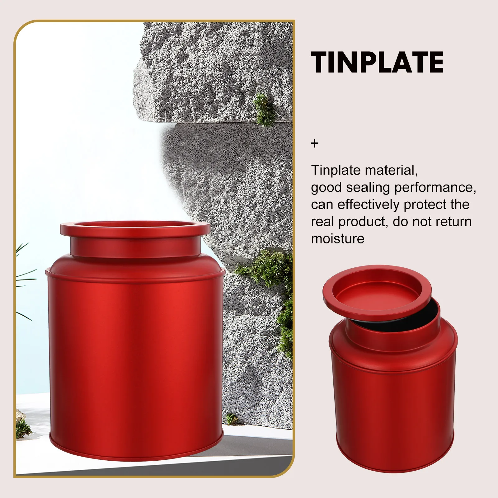 

Tea Canister Tinplate Storage Jar Moisture Proof Sealed Lid for Tea Leaves Candy Snacks Dry Food Home Kitchen Organization