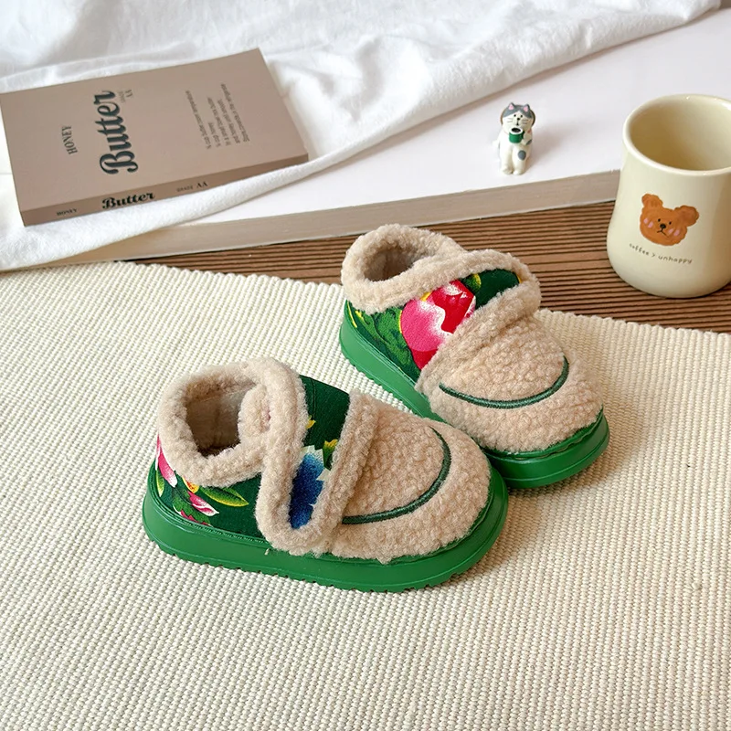 Fashion Retro Girls Shoes 2025winter New Ethnic Style Kids Cotton Shoes Comfort Anti Slip Girl Casual Shoe Simple Child Sneakers