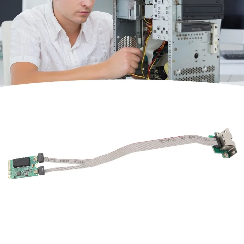 

Сетевая карта Ethernet M.2 на чипе RTL8111H, один порт RJ45, 1G/100M Gigabit Ethernet, с изогнутыми контактами