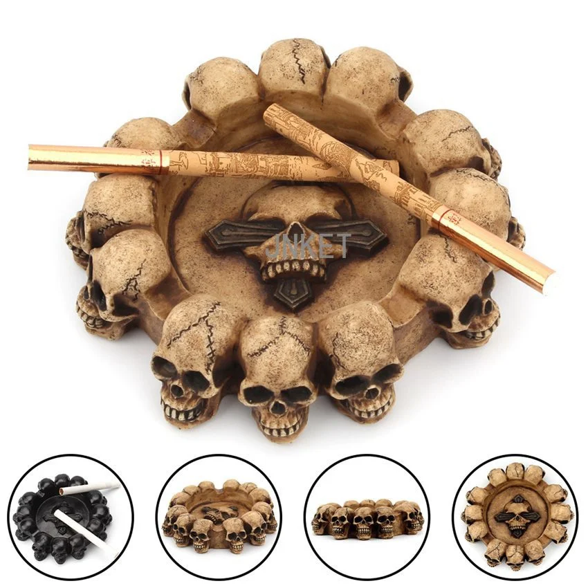 

Creative Skull Head Ashtray Resin Skeleton Head Ashtray Home Ornament Desktop Decoration Halloween Gift