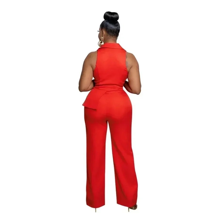 2025 Spring Summer Dashiki African Elegant Fashion Women Black Jumpsuits Sleeveless Wide Leg Pants Rompers Party Office Outfits