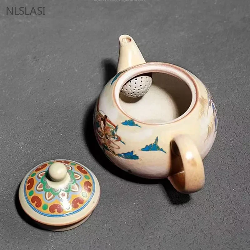 Vintage Kiln Coarser Pottery Teapot Home Ceramic Tea Pot Handmade Tea Infuser Exquisite Filter Beauty Kettle Tea Accessories