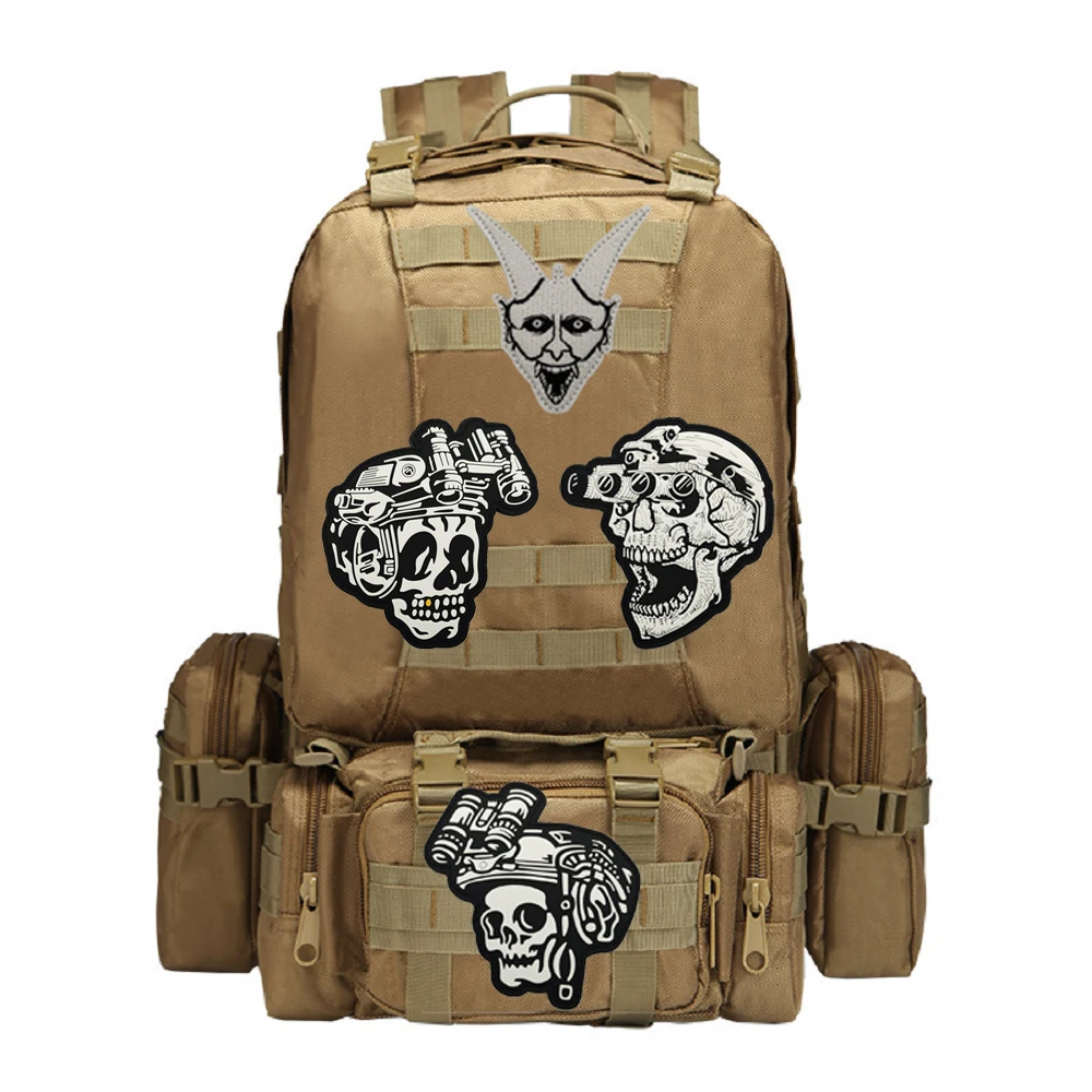 Night Vision Device Skeleton Tactical 3D PVC Rubber Skull Hook Loop Armband Luminous Badge Helmet Uniform Backpack Emblem